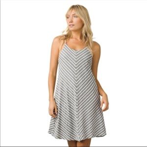 Prana Black & White Seacoast Jacquard Knit Stripe Mini Dress